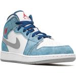 Chaussures Nike Air Jordan 1 Mid bleues en caoutchouc en cuir à bouts ronds pour garçon 