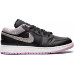 Chaussures Nike Air Jordan 1 noires pied de poule en caoutchouc en cuir à bouts ronds pour garçon 