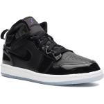 Chaussures Nike Air Jordan 1 Mid noires en caoutchouc en cuir à bouts ronds pour garçon 