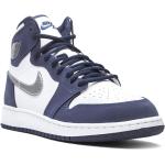 Chaussures Nike Air Jordan 1 blanches en caoutchouc en cuir à bouts ronds pour garçon 