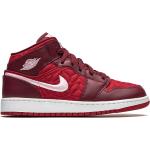 Chaussures Nike Air Jordan 1 rouges en caoutchouc en cuir à bouts ronds pour garçon 