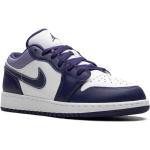 Chaussures Nike Air Jordan 1 violettes en cuir de veau en cuir à bouts ronds 