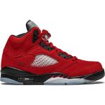 Chaussures Nike Air Jordan Retro rouges en fil filet à motif requins en cuir à bouts ronds 