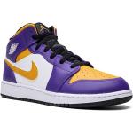 Chaussures Nike Air Jordan 1 violettes en cuir en cuir Lakers à bouts ronds pour femme 