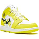 Baskets montantes Nike Air Jordan 1 jaunes en cuir à bouts ronds look casual pour femme 