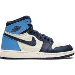 Baskets montantes Nike Air Jordan 1 bleues en caoutchouc à bouts ronds look casual pour garçon 