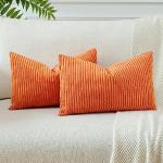 Taies d'oreiller orange en velours en lot de 2 40x60 cm 