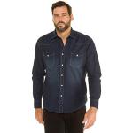 Chemises en jean bleus foncé à manches longues col kent Taille 3 XL plus size look fashion pour homme 