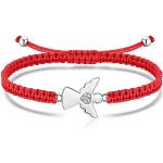 Bracelets porte-bonheurs rouges en argent personnalisés en lot de 12 look fashion pour fille 