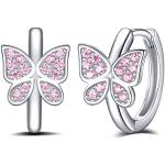 Boucles d'oreilles de soirée roses en argent à clous à motif papillons en argent en lot de 12 classiques pour femme 