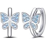 Boucles d'oreilles de soirée bleues en argent à clous à motif papillons en argent en lot de 12 classiques pour femme 