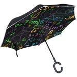 Jstel double couche inversé coloré géométrique Mathématique Intrigue Parapluie Cars Envers coupe-vent Parapluie pour auto extérieur avec poignée en forme de C