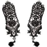 Gants de mariage noirs en dentelle à perles Taille M look gothique 