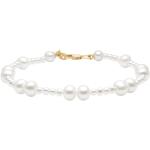 Bracelets de perles Julie Sandlau blancs en or à perles 14 carats classiques 