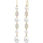 Boucles d'oreilles Julie Sandlau blanches en or à perles en argent 22 carats à émeraude pour femme 