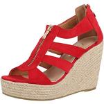 Sandales à talons Elara rouges à talons compensés Pointure 39 look fashion pour femme en promo 