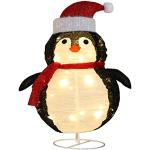 Décorations de Noël rouges à motif pingouins à piles 