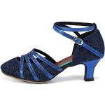 Chaussures de tango de mariage bleues en cuir synthétique à sequins antistatiques Pointure 37 classiques pour femme 