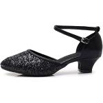 Chaussures de tango de mariage noires en cuir synthétique à sequins antistatiques Pointure 42 classiques pour femme 
