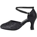 Chaussures de tango de mariage noires en cuir synthétique à sequins antistatiques Pointure 37 classiques pour femme 