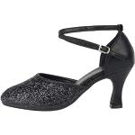 Chaussures de tango de mariage noires en cuir synthétique à sequins antistatiques Pointure 41 classiques pour femme 