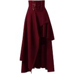 Robes en dentelle vintage rouge bordeaux en dentelle à volants à capuche maxi à manches longues Taille XL plus size steampunk pour femme 