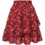 Jupes trapèze rouges en satin à paillettes minis Taille XXL look casual pour femme 