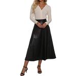 Jupes longues Verano noires en cuir synthétique Taille L look fashion pour femme en promo 