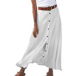 Minijupes en jean blanches à fleurs en satin à manches trois-quart à col rond Taille XL plus size style bohème pour femme 