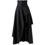 Jupes asymétriques noires en tulle à volants mi-longues Taille XL plus size steampunk pour femme 