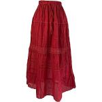 Jupes longues rouge bordeaux Tailles uniques style bohème pour femme 