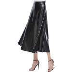 Jupes longues de mariage de printemps noires en cuir synthétique Taille 3 XL look fashion pour femme 