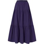 Jupes en jean longues violettes à fleurs en cuir midi Taille 5 XL plus size look fashion pour femme 