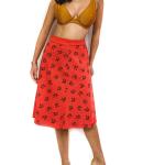 Jupes imprimées rouges à fleurs mi-longues Taille XS look vintage pour femme 