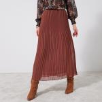 Jupes plissées marron en polyester éco-responsable Taille XL romantiques pour femme en promo 