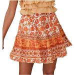 Robes plissées orange à fleurs Taille L look fashion pour femme 