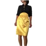 Jupes tailles hautes jaune fluo en satin made in France Taille XS look vintage pour femme 