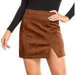 Jupes en jean courtes d'automne marron à fleurs en cuir synthétique à motif poule Taille M plus size look gothique pour femme 