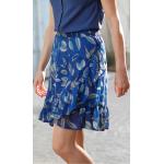 Jupes imprimées bleues en polyester à volants Taille XL look fashion pour femme en promo 