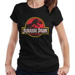 T-shirts noirs à manches courtes Jurassic Park à manches courtes Taille L look fashion pour femme 