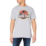T-shirts gris en coton à manches courtes Jurassic Park lavable en machine à manches courtes à col rond Taille L classiques pour homme 