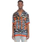 Chemises de printemps Just Cavalli multicolores à effet tigré en viscose à motif tigres à manches courtes à manches courtes Taille XL classiques pour homme 