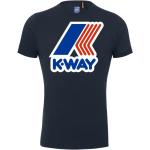 T-shirts col rond K-Way bleus en coton à manches courtes à col rond Taille M pour homme 