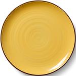 Assiettes plates jaune safran en céramique diamètre 27 cm 