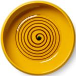 Plats de service jaune safran en céramique diamètre 34 cm 