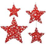 Kaemingk 8719152665877 Lot de 4 étoiles en Fer à Suspendre Couleur Rouge Noël Décorations, Multicolore, 8719152665877