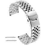 Bracelets de montre argentés en acier à perles classiques en métal pour homme 