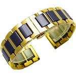 Bracelets de montre dorés en acier look fashion en céramique pour homme 