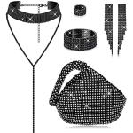 Bracelets de mariage noirs en cristal à strass fantaisie look fashion pour femme 