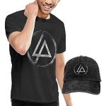 T-shirts noirs en coton à manches courtes Linkin Park à manches courtes Taille XL look fashion pour homme 